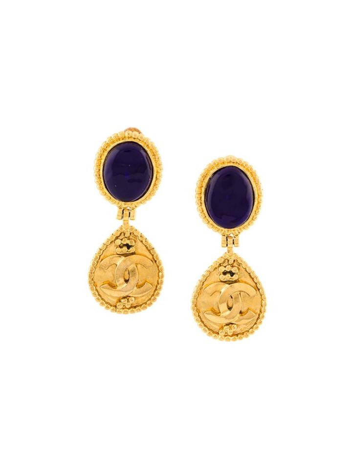 Chanel Vintage Dangle Cc Clip-on Earrings