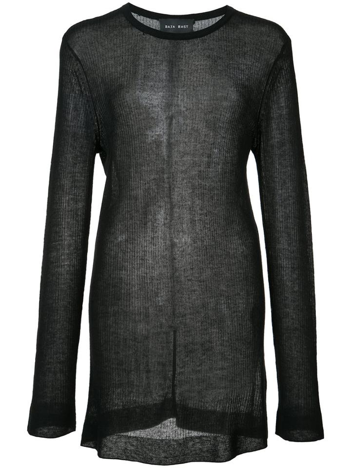 Baja East - Sheer Crewneck Top - Women - Viscose/cashmere - 0, Black, Viscose/cashmere