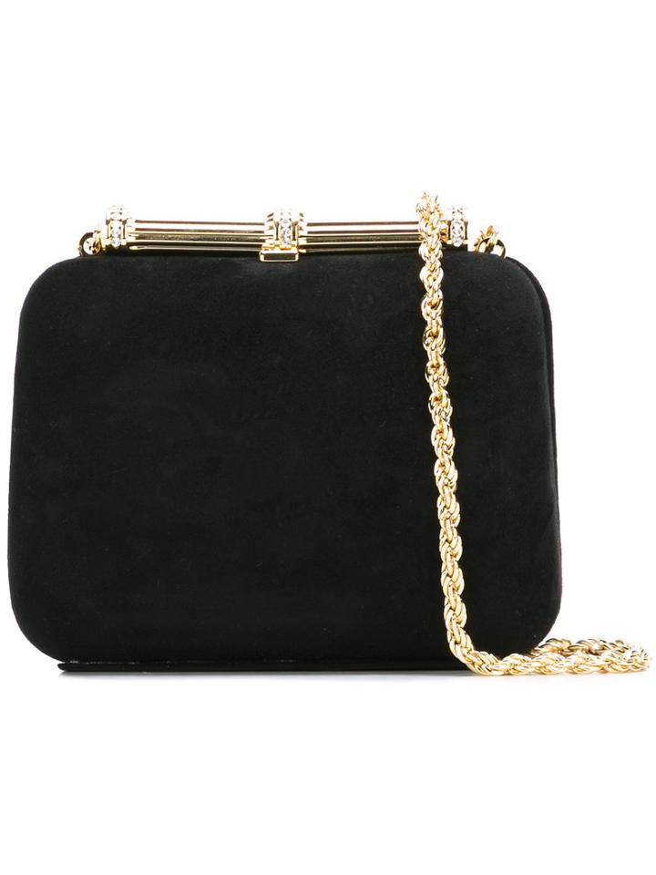 Loriblu Gold Chain Clutch Bag, Women's, Black, Suede