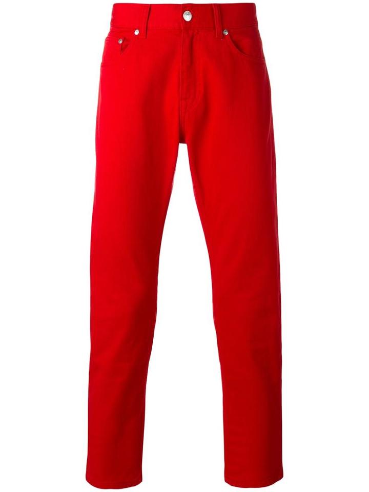 Msgm Regular Jeans, Men's, Size: 50, Red, Cotton