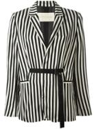 Christian Wijnants - Striped Blazer - Women - Nylon/polyester/acetate - 38, Women's, Black, Nylon/polyester/acetate