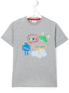 Fendi Kids Monster Print T-shirt, Boy's, Size: 7 Yrs, Grey