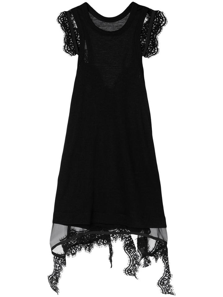 Sacai Lace Detail Top - Black