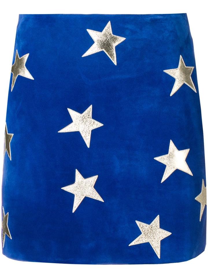 Saint Laurent Star Patches Mini Skirt - Blue