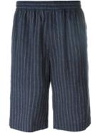Msgm Striped Bermuda Shorts, Men's, Size: 48, Blue, Linen/flax/cotton