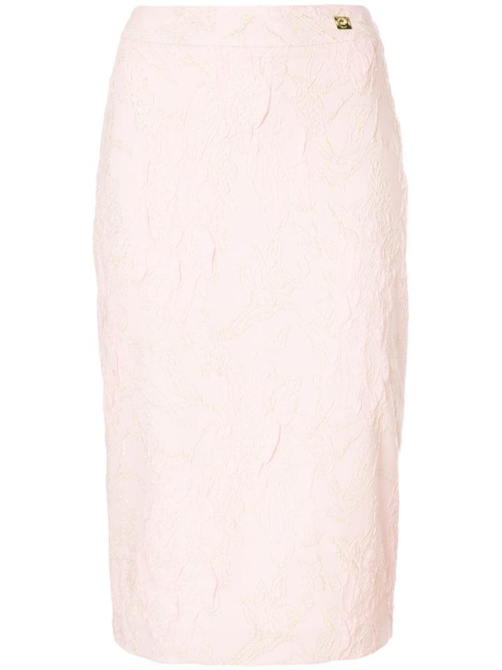 Cavalli Class Floral Embroidered Pencil Skirt - Pink & Purple