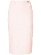 Cavalli Class Floral Embroidered Pencil Skirt - Pink & Purple