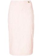 Cavalli Class Floral Embroidered Pencil Skirt - Pink & Purple