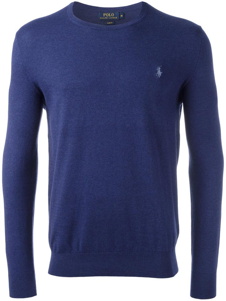 Polo Ralph Lauren Logo Patch Jumper, Men's, Size: Xl, Blue, Cotton/cashmere