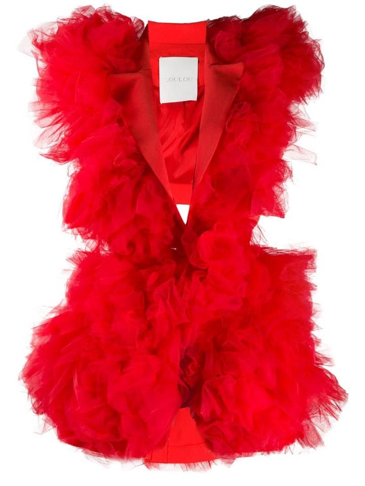 Loulou Oversized Tulle Jacket - Red
