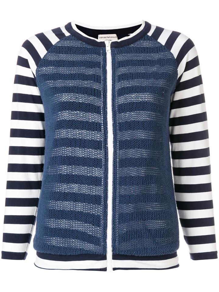 Giorgio Armani Vintage Striped Zipped Jacket - Blue