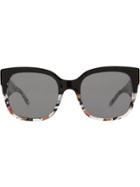 Burberry Patchwork Check Oversize Square Frame Sunglasses - Black