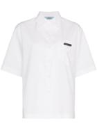Prada Logo Patch Boxy Cotton Shirt - White