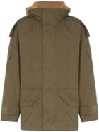 Yves Salomon Bachette Hooded Shearling Lined Cotton Blend Coat - Green
