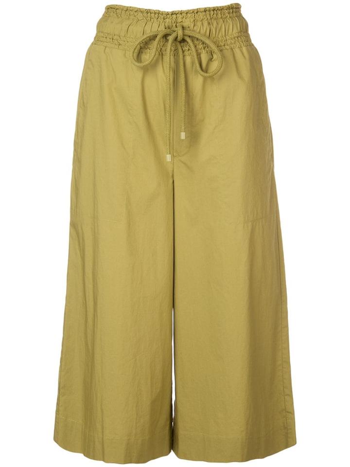 Sea Wide Cropped Trousers - Green