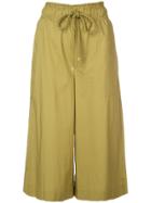 Sea Wide Cropped Trousers - Green