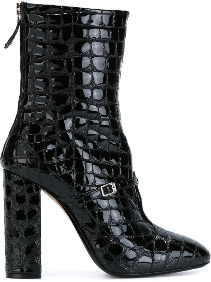 N.21 Croc Effect Block Heel Boots