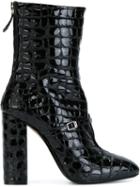 N.21 Croc Effect Block Heel Boots
