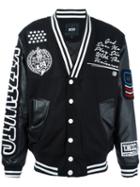 Ktz Patched Varsity Jacket, Men's, Size: Medium, Black, Polyester/viscose/wool