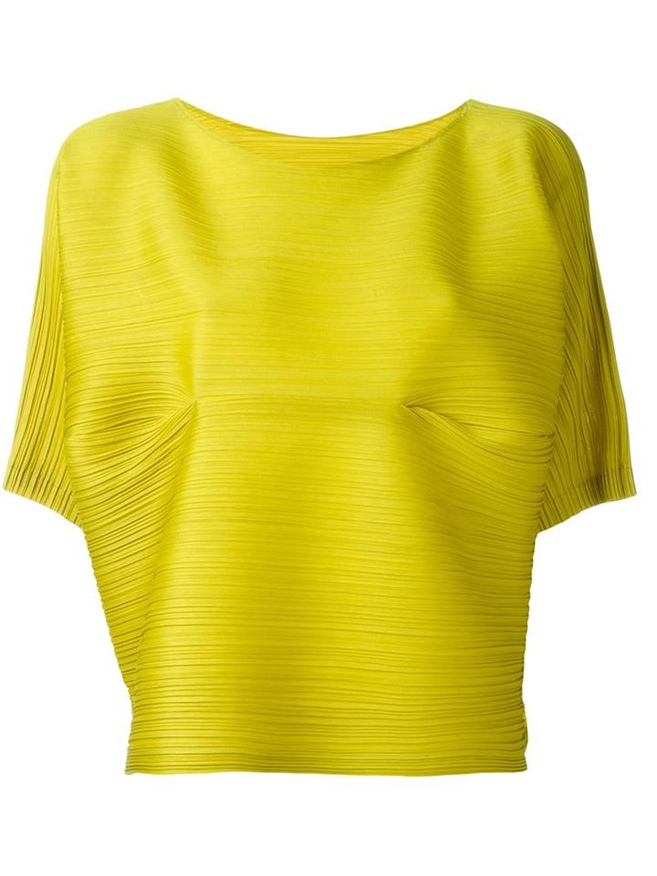 Pleats Please By Issey Miyake Pleated Oversized Short Skirt, Women's, Size: 3, Green, Polyester