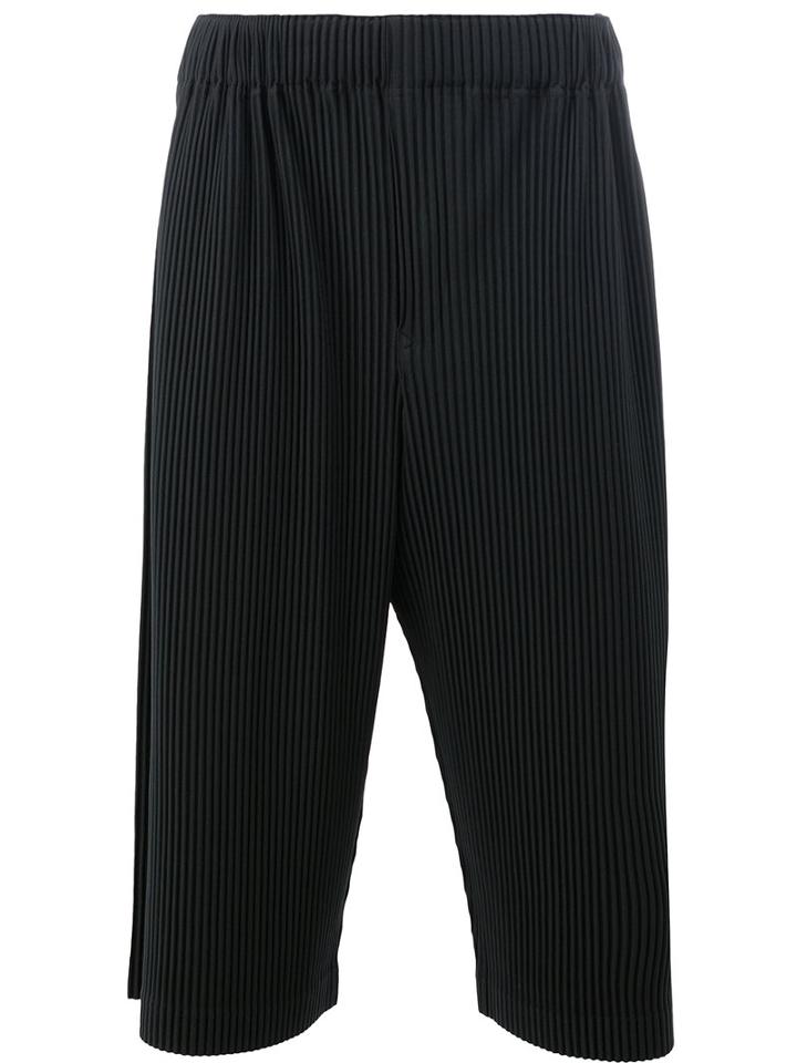 Homme Plissé Issey Miyake Pleated Cropped Trousers, Size: 3, Black, Polyester