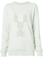 Rick Owens Drkshdw - Embroidered Crew Neck Sweatshirt - Women - Cotton - Xs, Nude/neutrals, Cotton