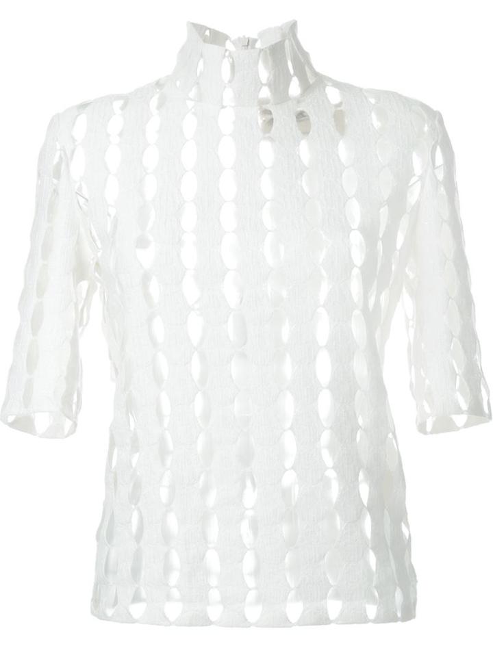A.w.a.k.e Laser Cut High Neck Blouse