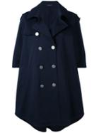 Tagliatore - Double-breasted Cape Coat - Women - Cotton/spandex/elastane/cupro - 44, Blue, Cotton/spandex/elastane/cupro
