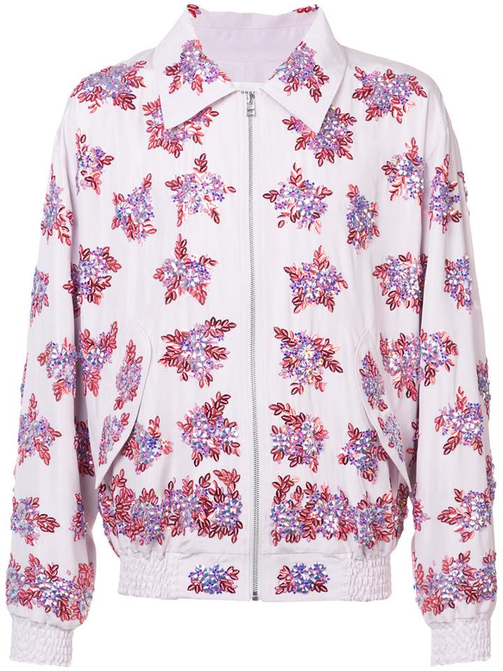 Faith Connexion - Embroidered Bomber Jacket - Men - Glass/silk/acrylic - S, Pink/purple, Glass/silk/acrylic