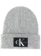 Calvin Klein Logo Patch Beanie - Grey