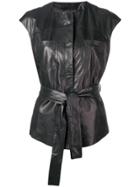 Drome Belted Leather Waistcoat - Black