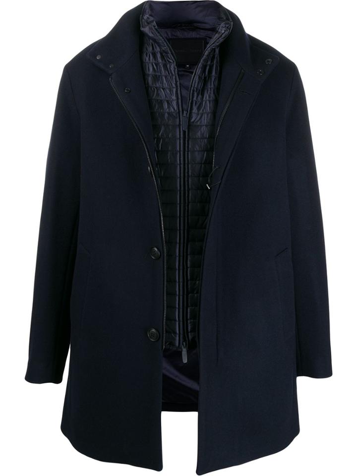 Emporio Armani Layered Single-breasted Coat - Blue