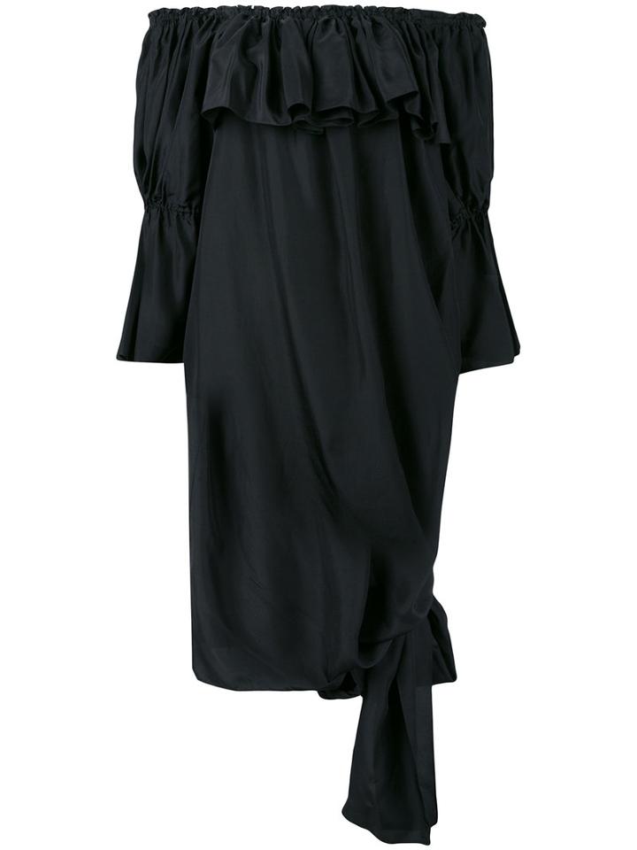 Faith Connexion - Pleated Off-shoulder Blouse - Women - Silk - Xs, Black, Silk