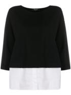 Twin-set Cropped Sleeve Layered Shirt - Black