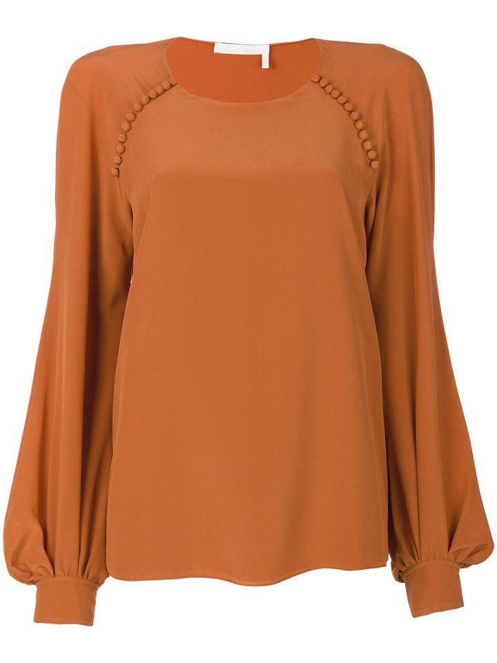 Chloé - Bell Sleeved Blouse - Women - Silk - 44, Yellow/orange, Silk