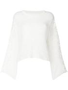 See By Chloé Wide Sleeve Crochet Sweater - Nude & Neutrals