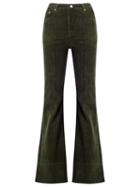 Amapô High Waist Velvet Flared Trousers, Women's, Size: 38, Green, Cotton/elastodiene