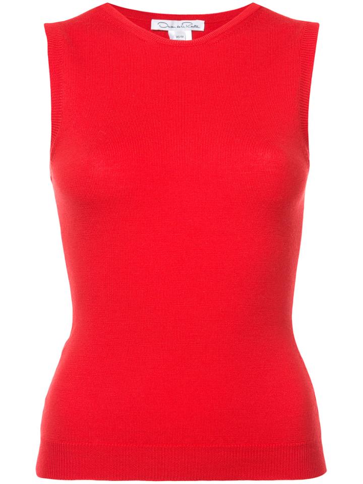 Oscar De La Renta Slim-fit Knitted Top - Red
