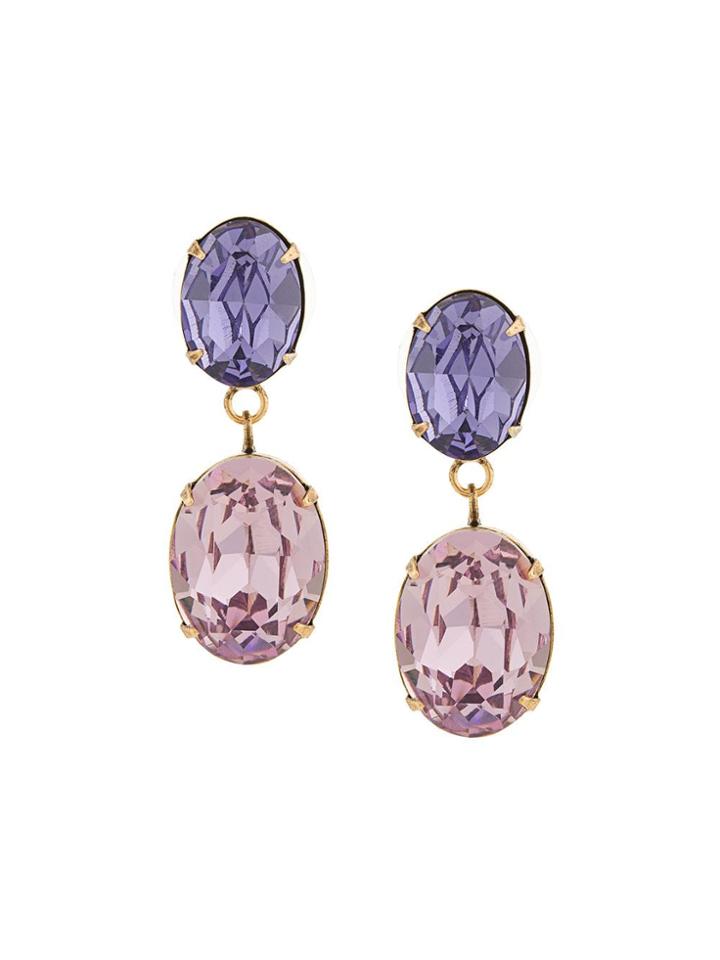 Jennifer Behr Rhinestone Drop Earrings - Pink