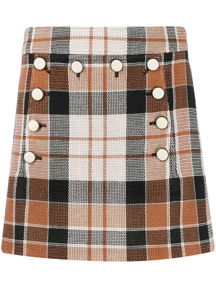 Veronica Beard Plaid Mini Skirt - Brown