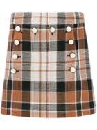 Veronica Beard Plaid Mini Skirt - Brown