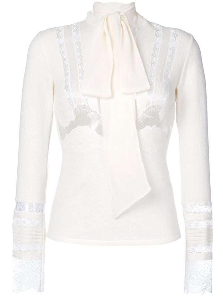 Ermanno Scervino Lace Insert Longsleeved Blouse - White