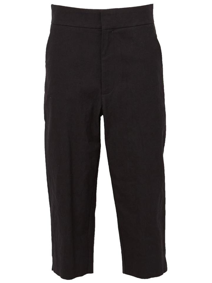 Aganovich Cropped Trousers, Women's, Size: 40, Black, Cotton/linen/flax/spandex/elastane