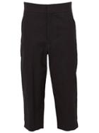 Aganovich Cropped Trousers, Women's, Size: 40, Black, Cotton/linen/flax/spandex/elastane