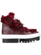 Albano Chunky Platform Lace-up Boots - Red
