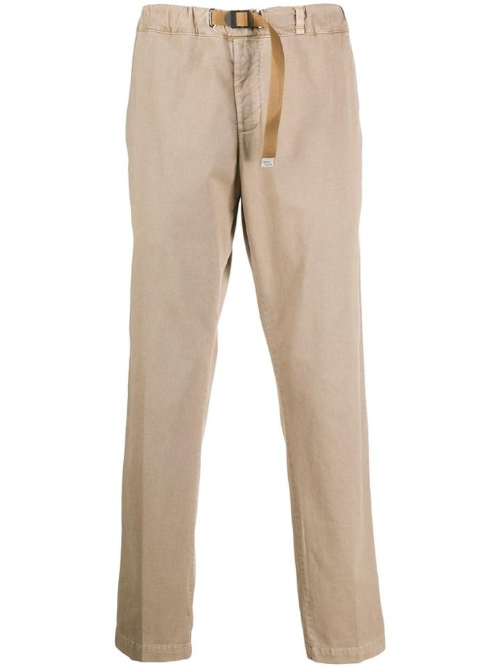 White Sand Belted Straight Leg Trousers - Neutrals