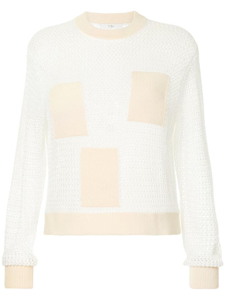 Tibi Crochet Crew Neck Jumper - White
