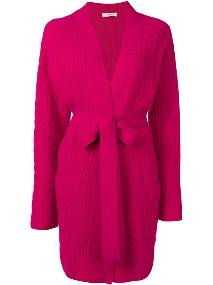 Pringle Of Scotland Cable Knit Wrap Cardigan - Pink