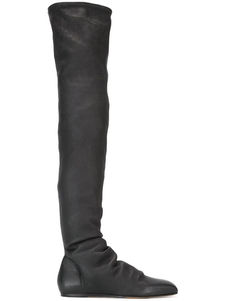 Rick Owens Thigh Length Flat Boots