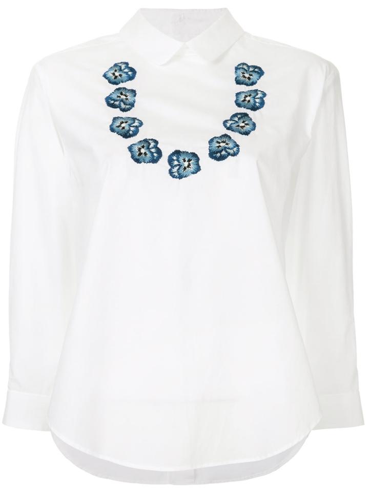 Miyao Floral Embroidery Blouse - White